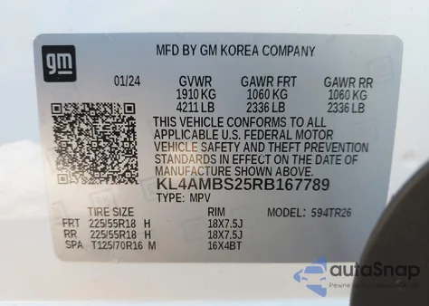 2024 Buick Encore Gx Preferred Fwd из США, поврежденный, VIN KL4AMBS25RB167789